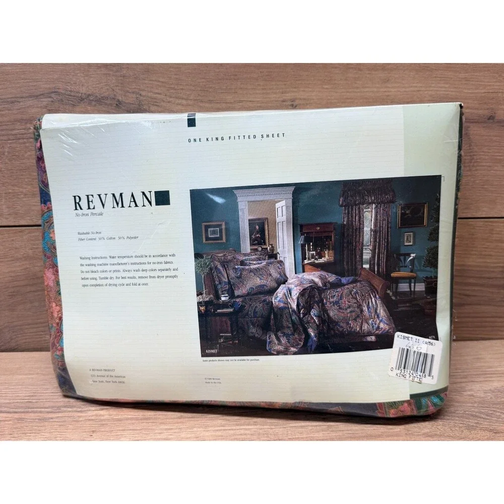 New Vintage 1989 Revman Kismet II King Paisley Sheet Set (Fitted & Flat) NOS